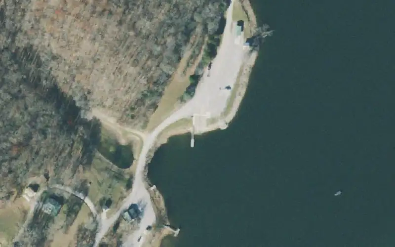 Aerial photo of the area around Laurel Hill Lake, Lawrence County
