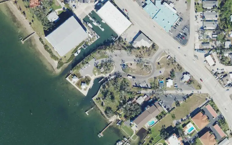 Aerial photo of the area around Lemon Bay Sunrise Rotary Park Boat Ramp, Charlotte County
