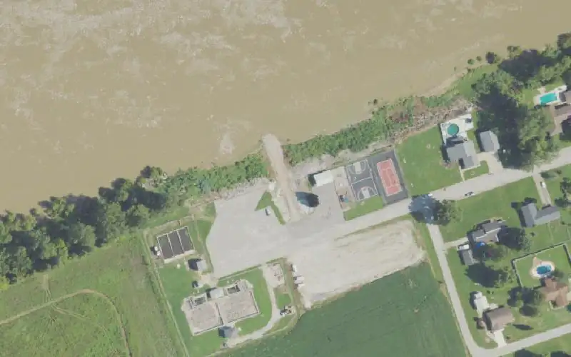 Aerial photo of the area around Lewisport Ramp, Hancock County