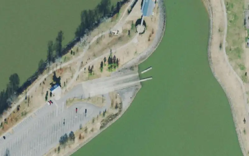 Aerial photo of the area around Liberty Park Boat Ramp, Montgomery County