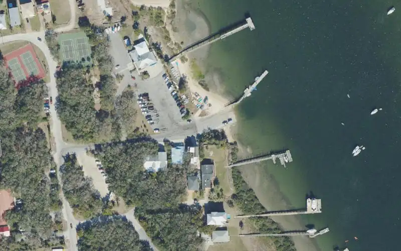 Aerial photo of the area around Lighthouse Park Boat Ramp, St. Johns County