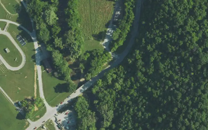 Aerial photo of the area around Lions Club, Bath County