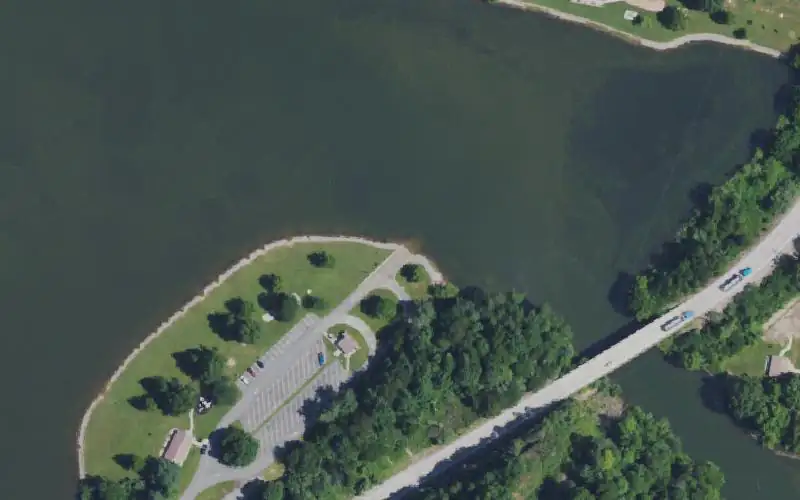 Aerial photo of the area around Littcar Ramp, Knott County