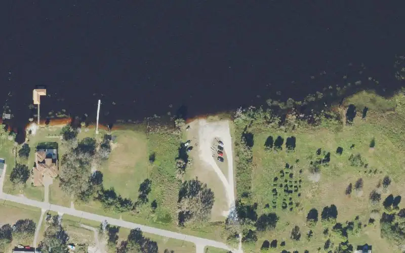 Aerial photo of the area around Little Crooked Lake Public Boat Ramp, Polk County