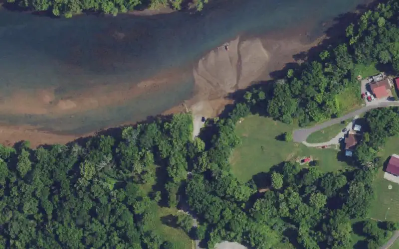 Aerial photo of the area around Little Indian Creek Access, Russell County