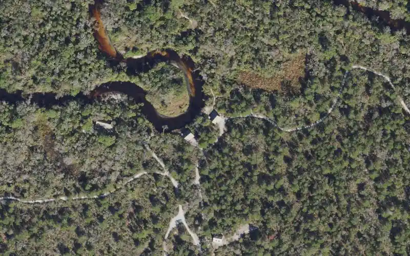 Aerial photo of the area around Little Manatee River State Park - Pavillion #1 Alternative Canoe Launch (Call Office), Hillsborough County