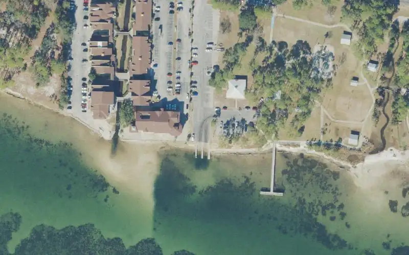 Aerial photo of the area around Liza Jackson Park, Okaloosa County