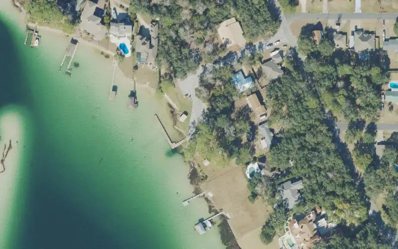 Aerial photo of the area around Longwood Poquito Bayou County Park, Okaloosa County