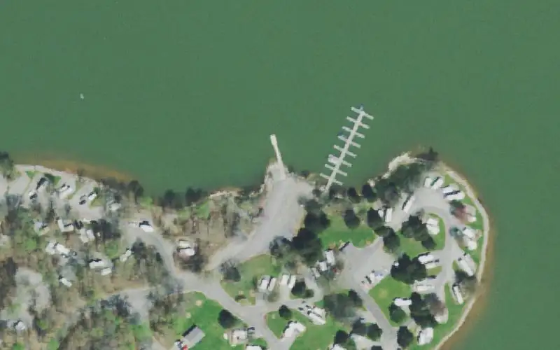 Aerial photo of the area around Lotterdale Cove Campground, Loudon County