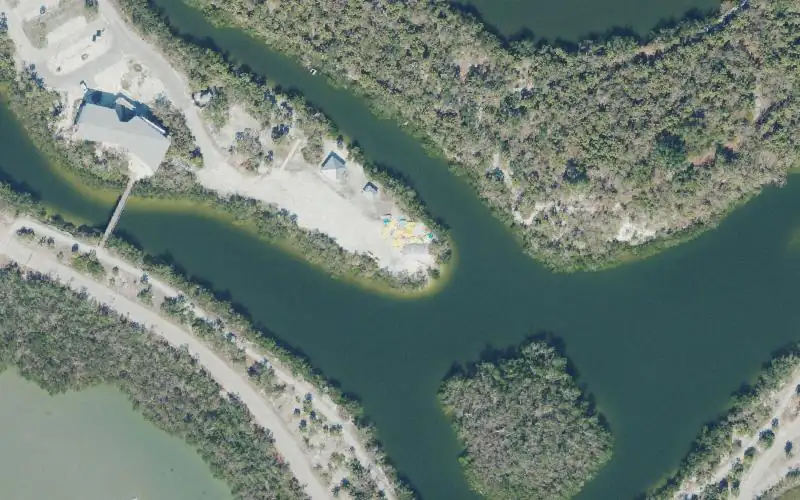 Aerial photo of the area around Lovers Key State Park - Main Lagoon Kayak Launch, Lee County