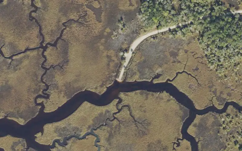 Aerial photo of the area around Lower Suwannee National Wildlife Refuge - McCormick Creek Canoe Launch, Levy County