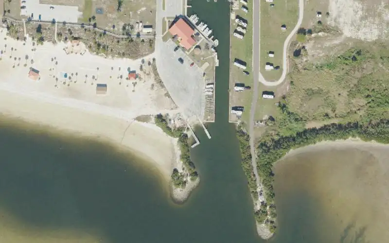Aerial photo of the area around MacDill AFB Marina (Military Recreational Facility), Hillsborough County