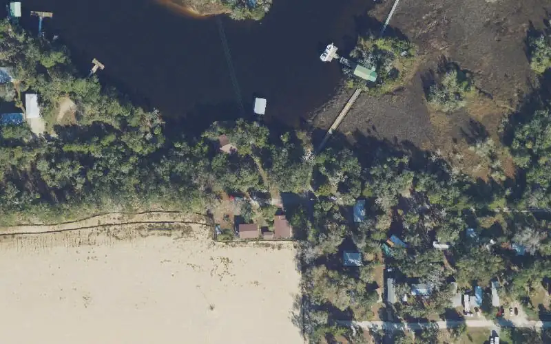 Aerial photo of the area around Mack Valentine Road Public Boat Ramp (Not Recommended), Dixie County