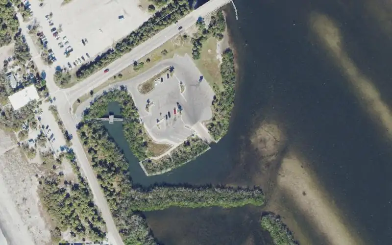 Aerial photo of the area around Manasota Beach Park Boat Ramp, Sarasota County