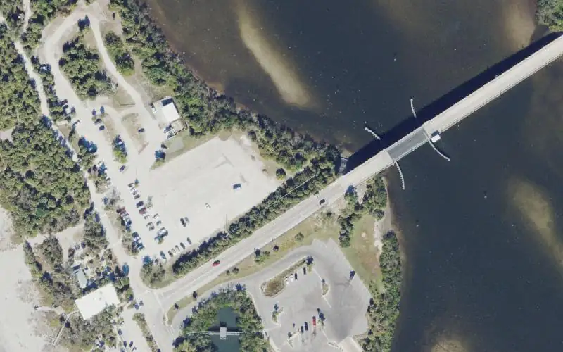 Aerial photo of the area around Manasota Beach Park Kayak Access, Sarasota County