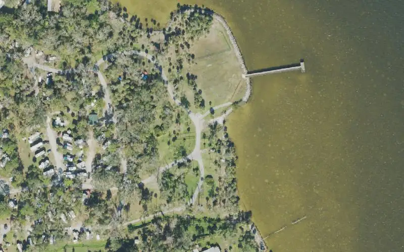 Aerial photo of the area around Manatee Hammock Campground and Park Non-Motorized Launch, Brevard County
