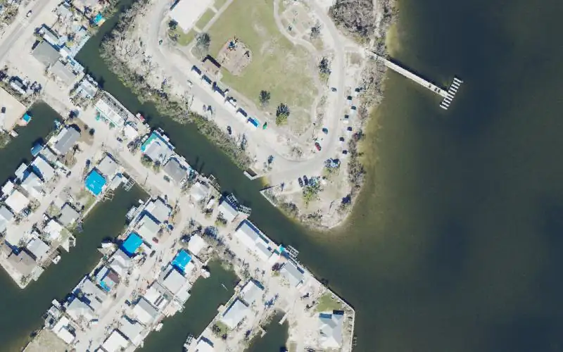 Aerial photo of the area around Matlacha Park Boat Ramp, Lee County