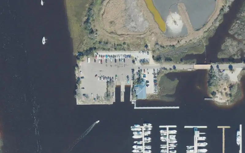 Aerial photo of the area around McCue Park and Boat Ramp, Duval County