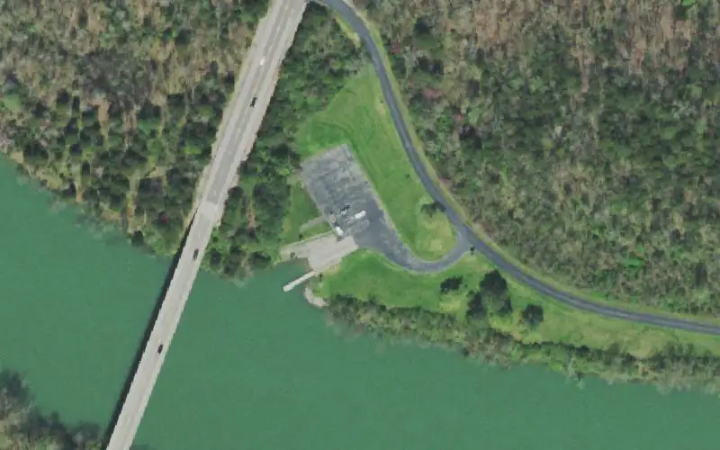 Aerial photo of the area around Melton Hill Dam (Downstream), Roane County