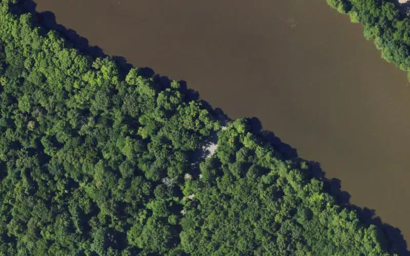 Aerial photo of the area around Metropolis Lake Ramp, McCracken County