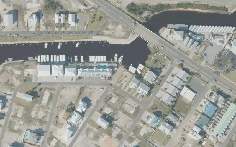 Aerial photo of the area around Mexico Beach Public Boat Ramp (Circle Drive) NO PARKING, Bay County