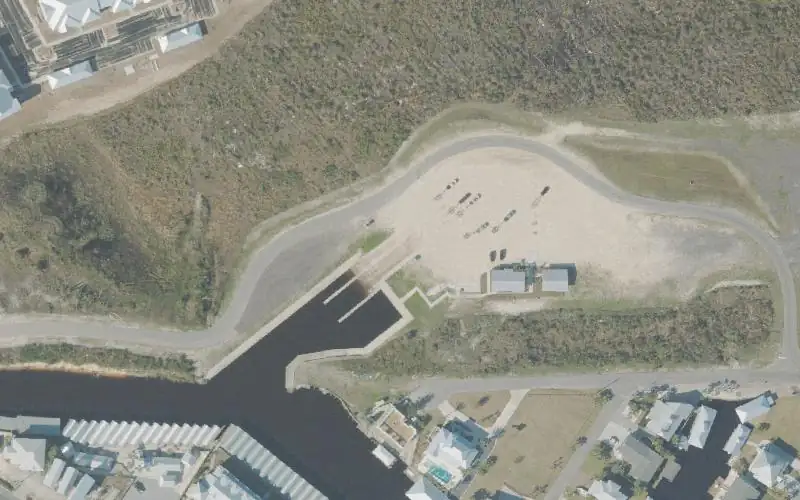 Aerial photo of the area around Mexico Beach Public Boat Ramp (City Docks), Bay County