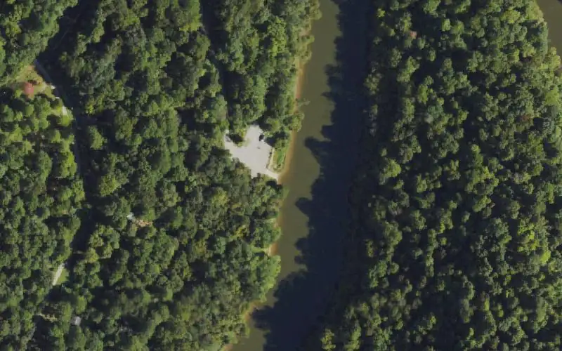 Aerial photo of the area around Mill's Rough Ramp, Breckinridge County