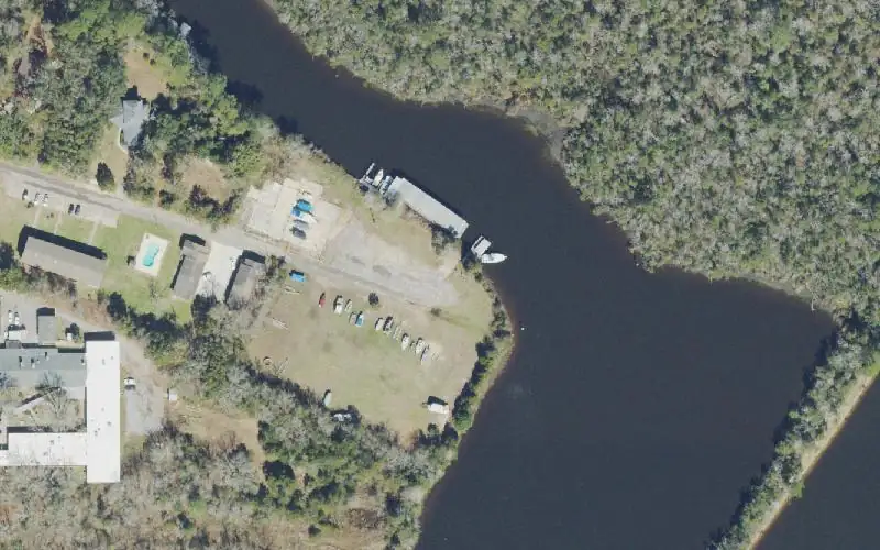 Aerial photo of the area around Milton Marina Riverside, Santa Rosa County
