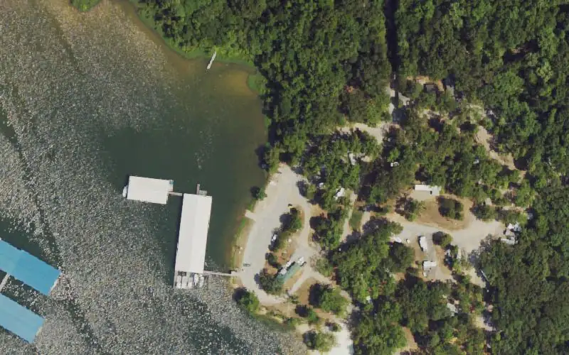 Aerial photo of the area around Missing Hill Resort, Calloway County