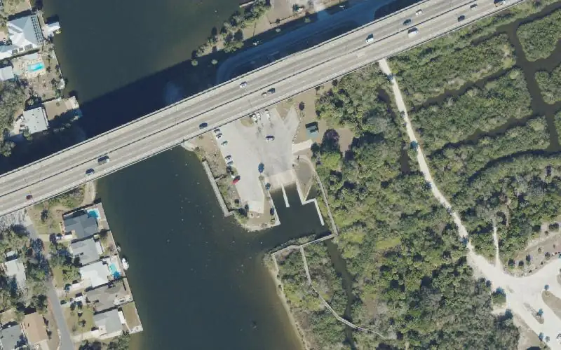 Aerial photo of the area around Moody Public Boat Launch, Flagler County