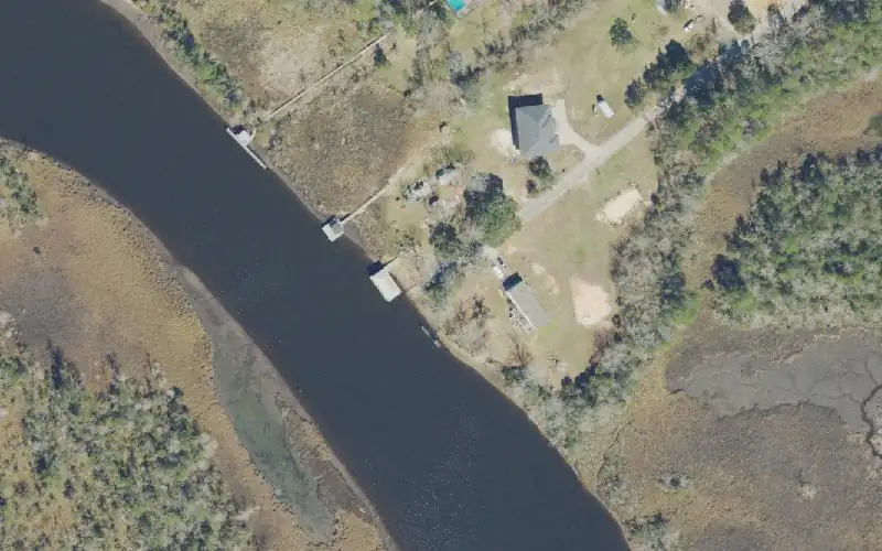 Aerial photo of the area around Morrell Public Boat Ramp, Santa Rosa County
