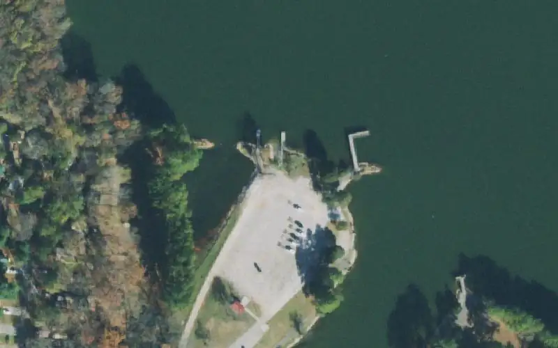 Aerial photo of the area around Morris Ferry Boat Ramp, Franklin County