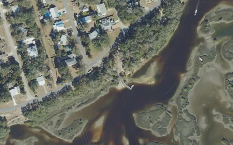 Aerial photo of the area around Moultrie Creek Boat Ramp, St. Johns County
