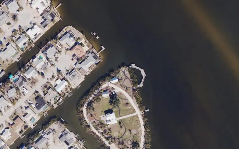 Aerial photo of the area around Mound House Kayak Launch (Limited Days and Hours), Lee County
