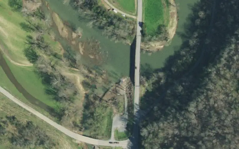 Aerial photo of the area around Mulberry Creek Access, Hancock County