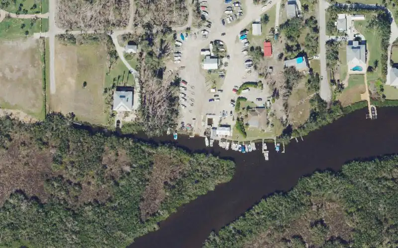 Aerial photo of the area around Mullock Creek Marina, Lee County