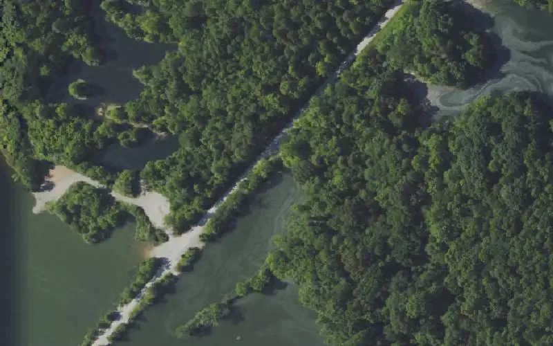 Aerial photo of the area around Nameless Lake #2 Ramp, Ohio County