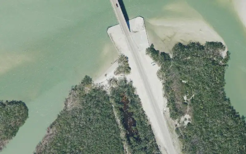 Aerial photo of the area around New Pass - Big Hickory Island Kayak Access, Lee County