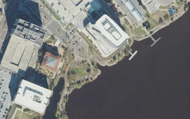 Aerial photo of the area around North Bank River Walk - Gefen Park Paddlecraft Access, Duval County