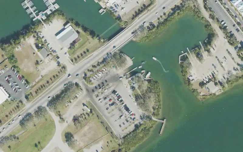 Aerial photo of the area around North Causeway Boat Ramp (West), Volusia County
