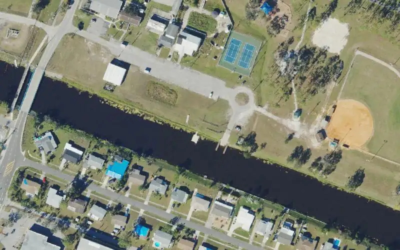 Aerial photo of the area around North Port Blueways - Dallas White Park - Kayak Dock, Sarasota County