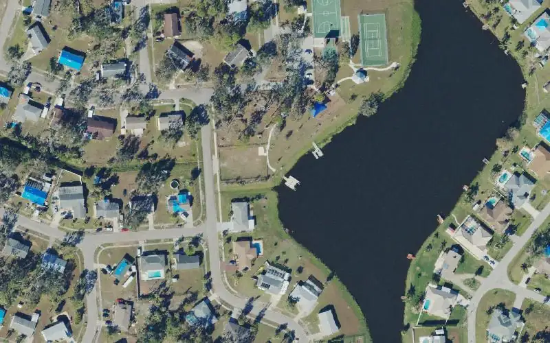 Aerial photo of the area around North Port Blueways - McKibbon Park - Kayak Dock, Sarasota County