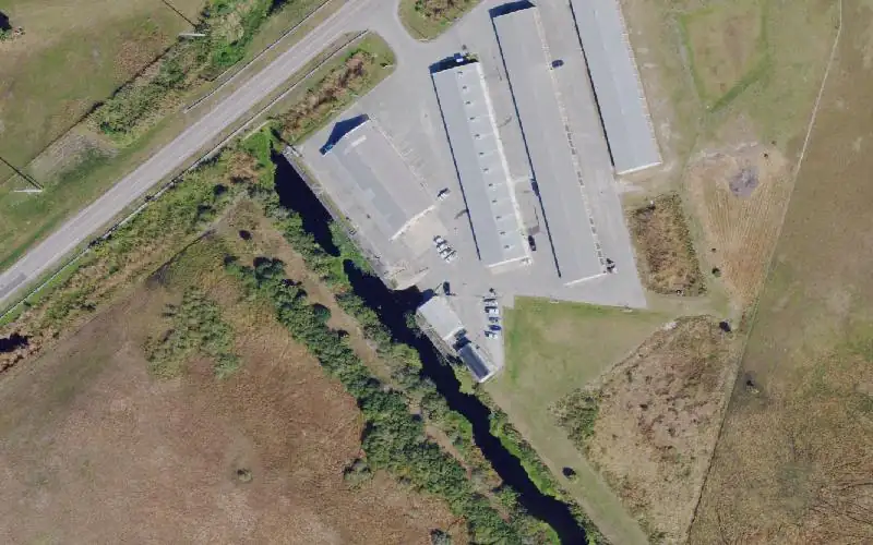 Aerial photo of the area around Northlake Marine, Glades County
