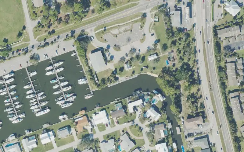 Aerial photo of the area around Oars and Paddles Park, Brevard County
