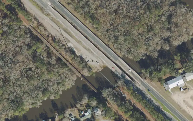 Aerial photo of the area around Ochlockonee River at Highway 90, Gadsden County