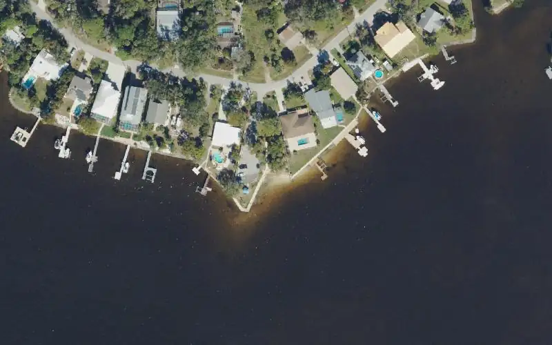 Aerial photo of the area around Oelsner Park - Kayak Beach, Pasco County