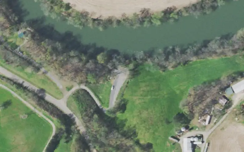 Aerial photo of the area around Old Patty Bridge, Polk County