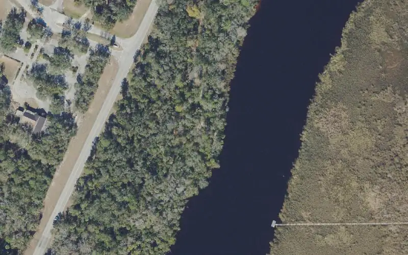 Aerial photo of the area around Ormond Beach River Bend Nature Park Kayak Launch, Volusia County