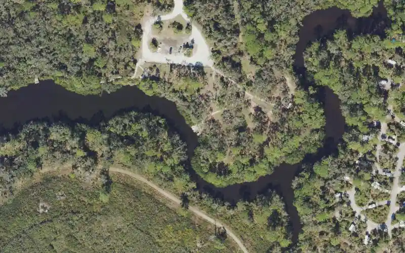 Aerial photo of the area around Oscar Scherer State Park - Accessible Paddlecraft Launch, Sarasota County