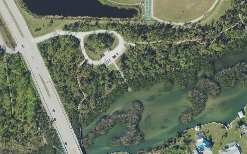 Aerial photo of the area around Oyster Creek Environmental Park Kayak Launch, Charlotte County
